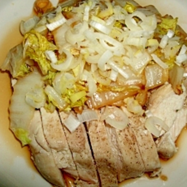 脱 痛風 蒸し鶏でヘルシー 白菜ピリ辛もり レシピ 作り方 By Ana S カフェ 楽天レシピ